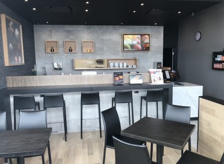 Cash counter of the new Sushi Shop restaurant in Lavaltrie