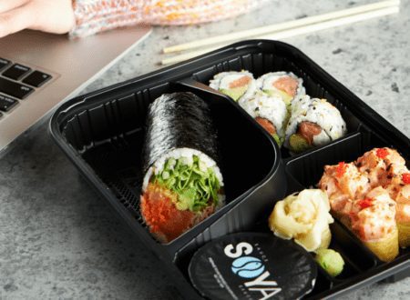 Burrito sushi with blossom and maki