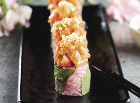 Blossom avec riz rose et saumon